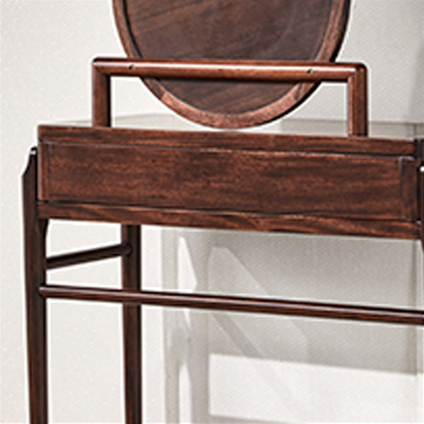 Traditions Solid Wood Vanity Set with Stool Set Brown Dresser with 2-Drawer and Mirror