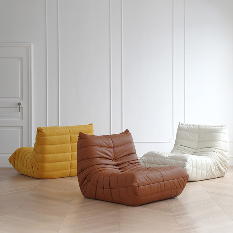 40" Wide Contemporary Sofa Leather Tufted Armless Stationary Seating