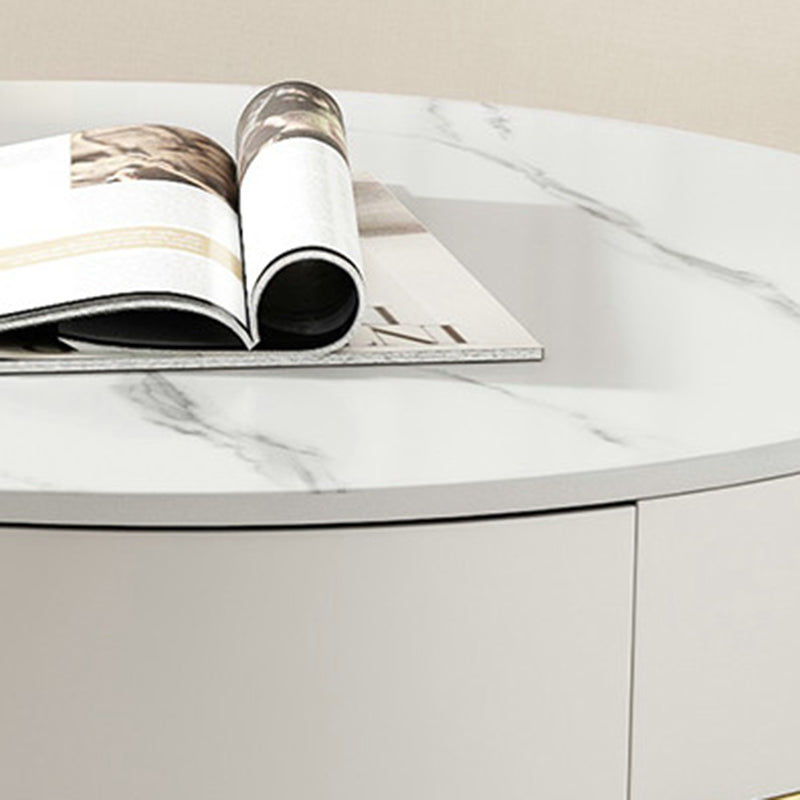 Gold Glass Top Coffee Table Set Frame Cocktail Table with Drawers
