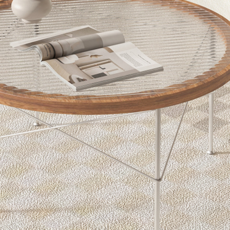Tropical Style Glass Coffee Table Round 4 Legs Cocktail Table