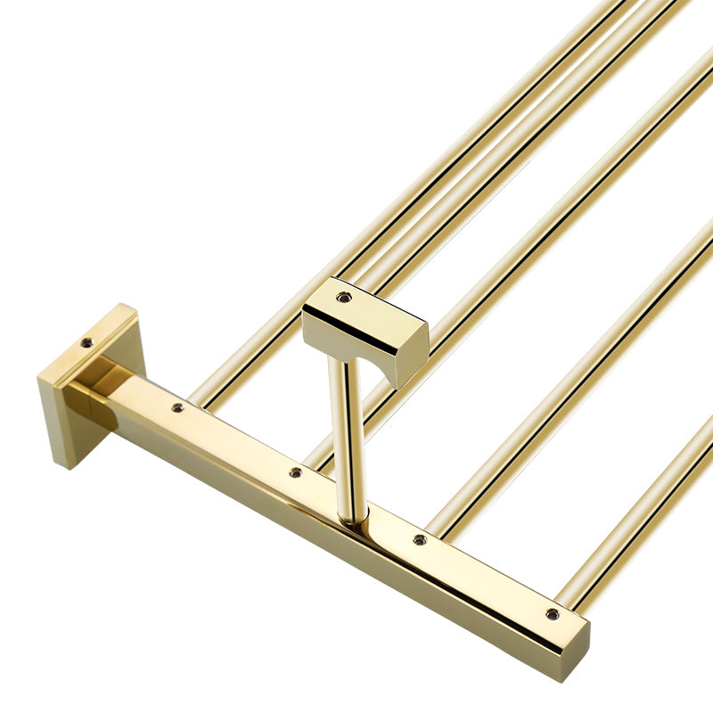 Gold Modern Bathroom Set, Polished Gold, 4 Piece, Towel Bar, Paper Holder