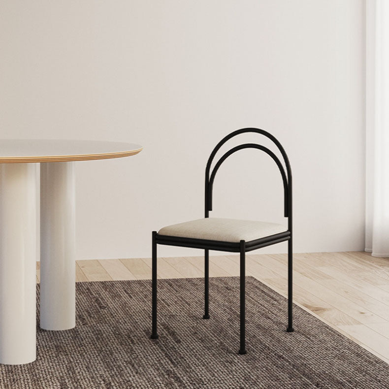Industrial Style Armless Dining Chair Metal Frame Open Back Dining Chair for Bedroom