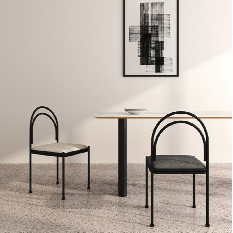 Industrial Style Armless Dining Chair Metal Frame Open Back Dining Chair for Bedroom