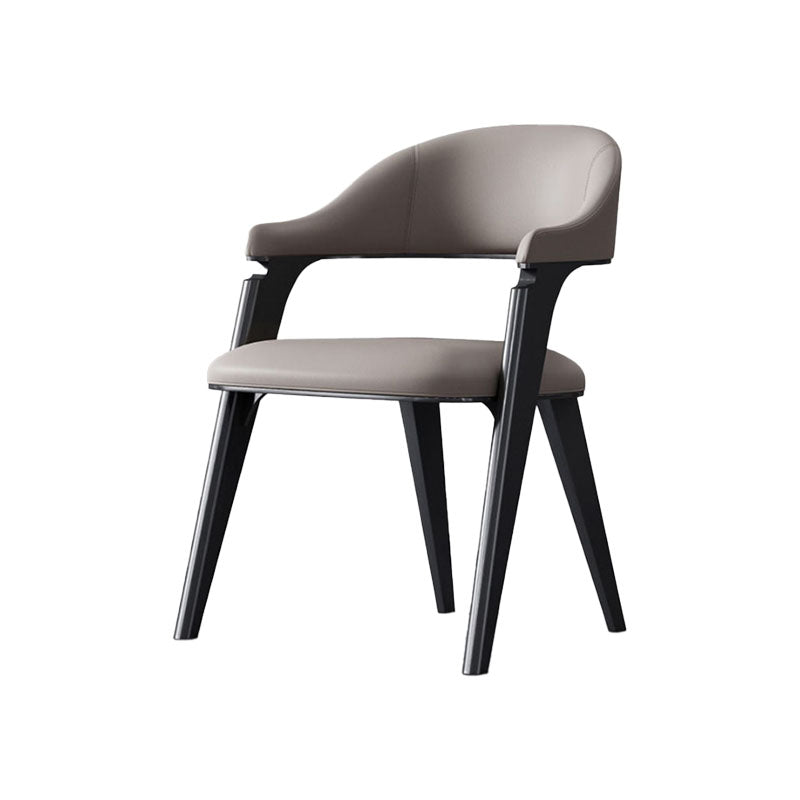 Industrial Style Arm Dining Chair Faux Leather Open Back Dining Chair for Bedroom