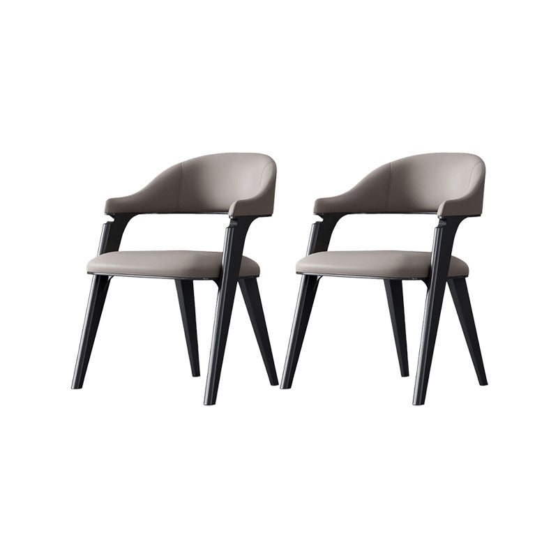 Industrial Style Arm Dining Chair Faux Leather Open Back Dining Chair for Bedroom