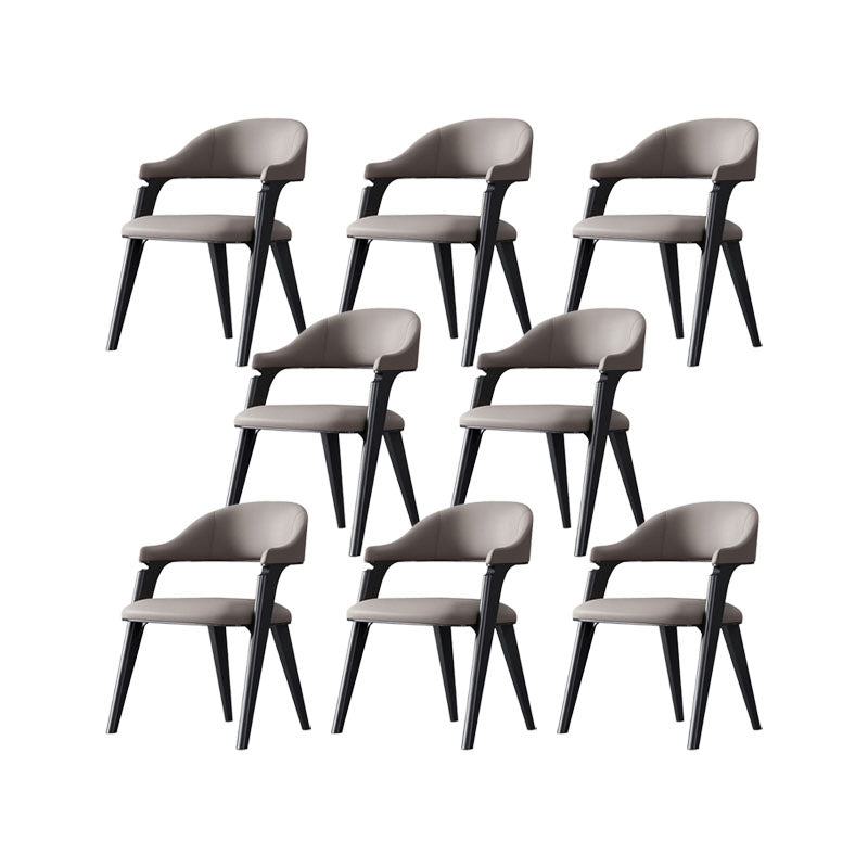 Industrial Style Arm Dining Chair Faux Leather Open Back Dining Chair for Bedroom