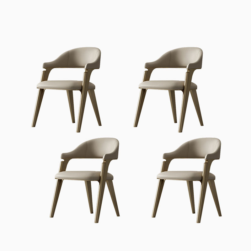 Industrial Style Arm Dining Chair Faux Leather Open Back Dining Chair for Bedroom