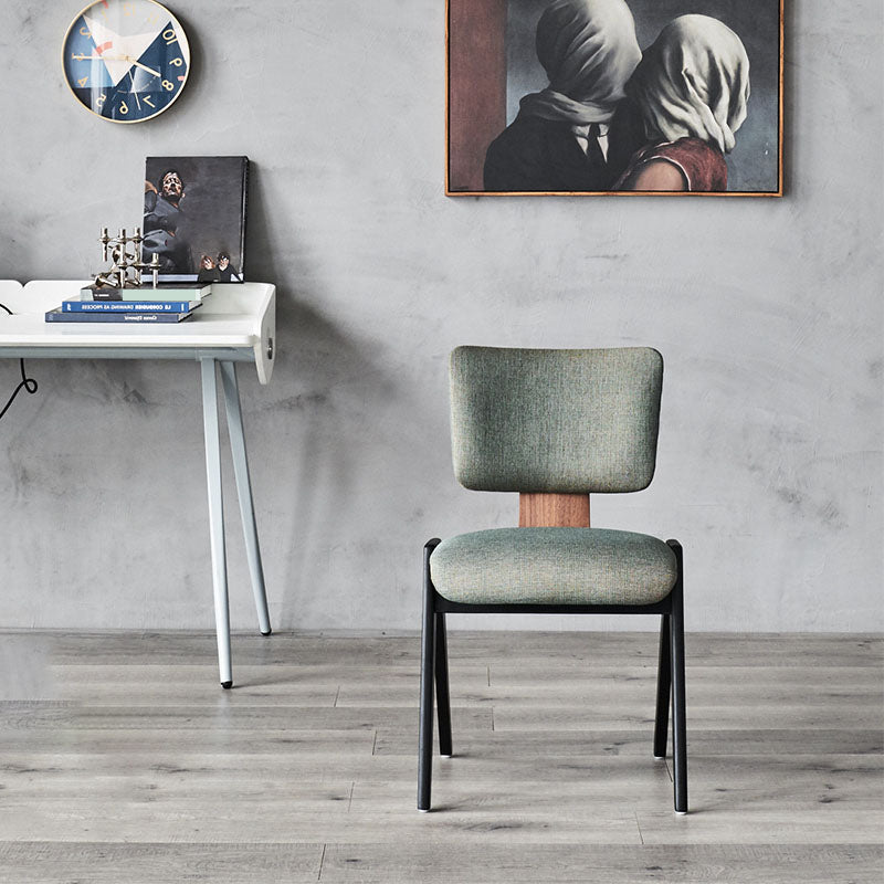 Industrial Style Armless Dining Chair Wooden Base Open Back Dining Chair for Bedroom