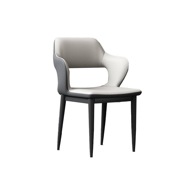 Industrial Style Arm Dining Chair Faux Leather Open Back Dining Chair for Living Room