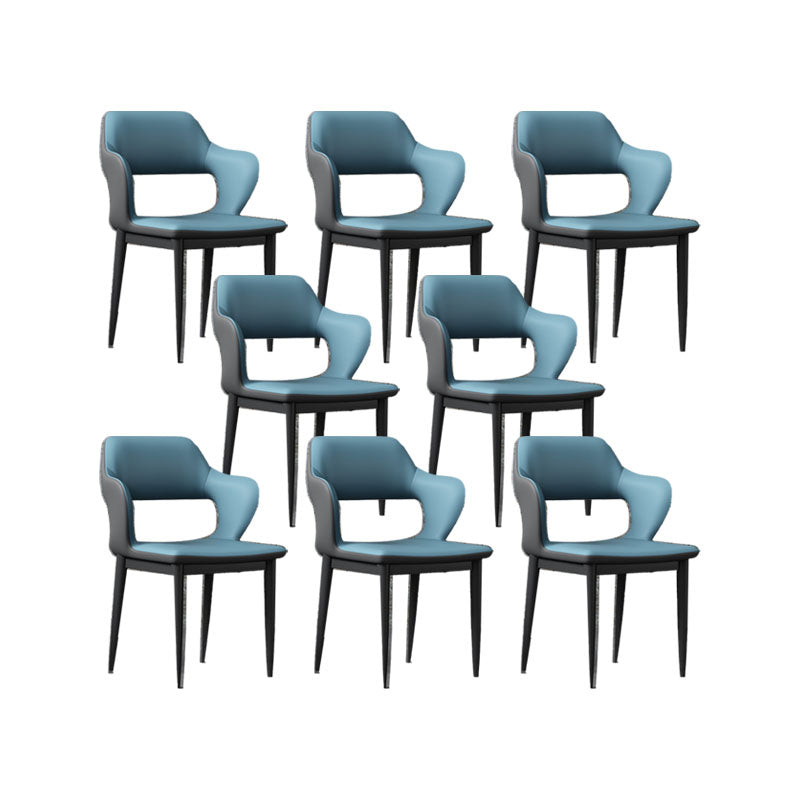 Industrial Style Arm Dining Chair Faux Leather Open Back Dining Chair for Living Room