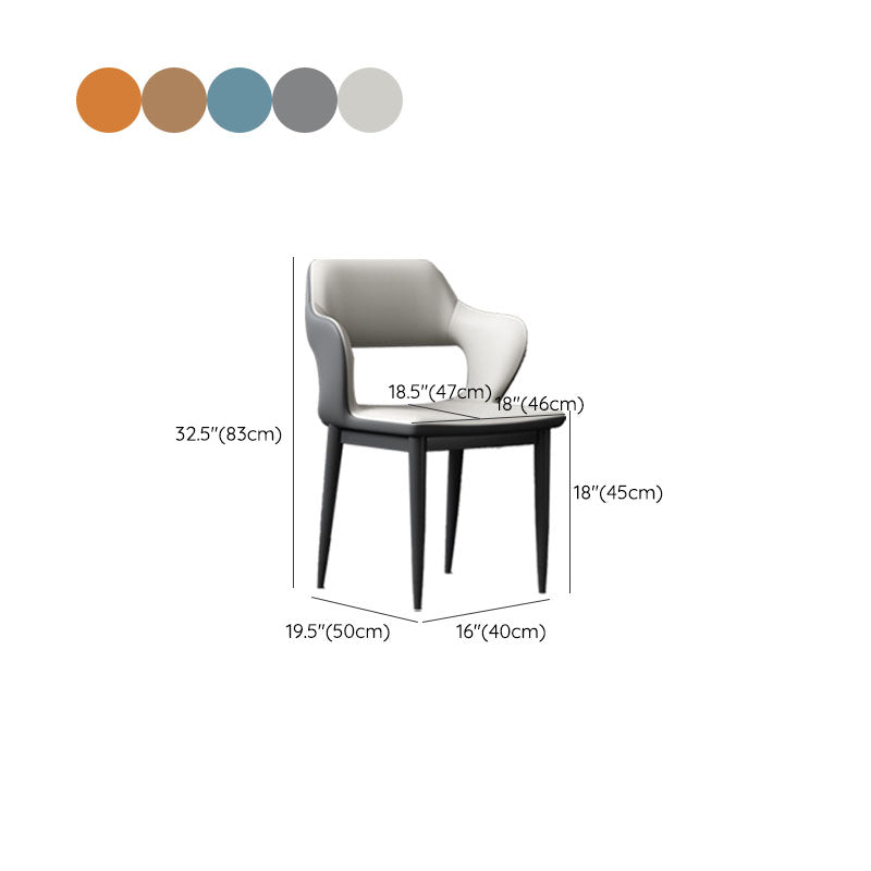 Industrial Style Arm Dining Chair Faux Leather Open Back Dining Chair for Living Room
