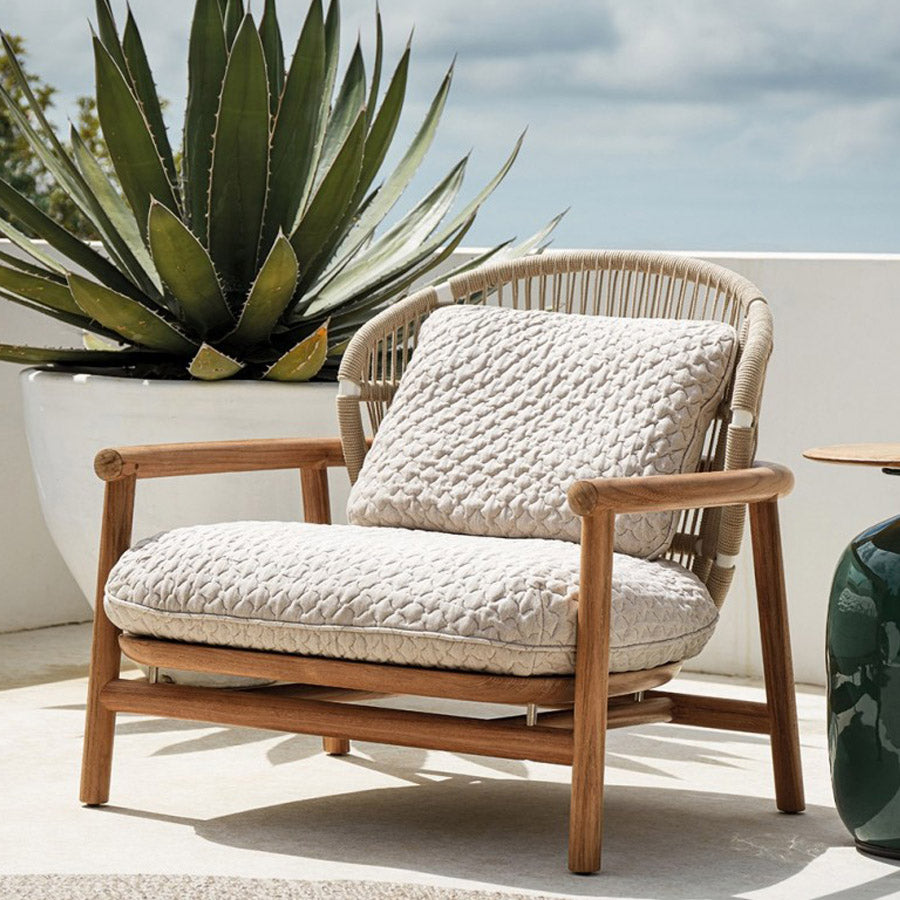 Tropical Solid Wood Frame Patio Loveseat Water Resistant Outdoor Sofa with Cushion