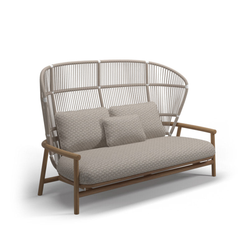 Tropical Solid Wood Frame Patio Loveseat Water Resistant Outdoor Sofa with Cushion