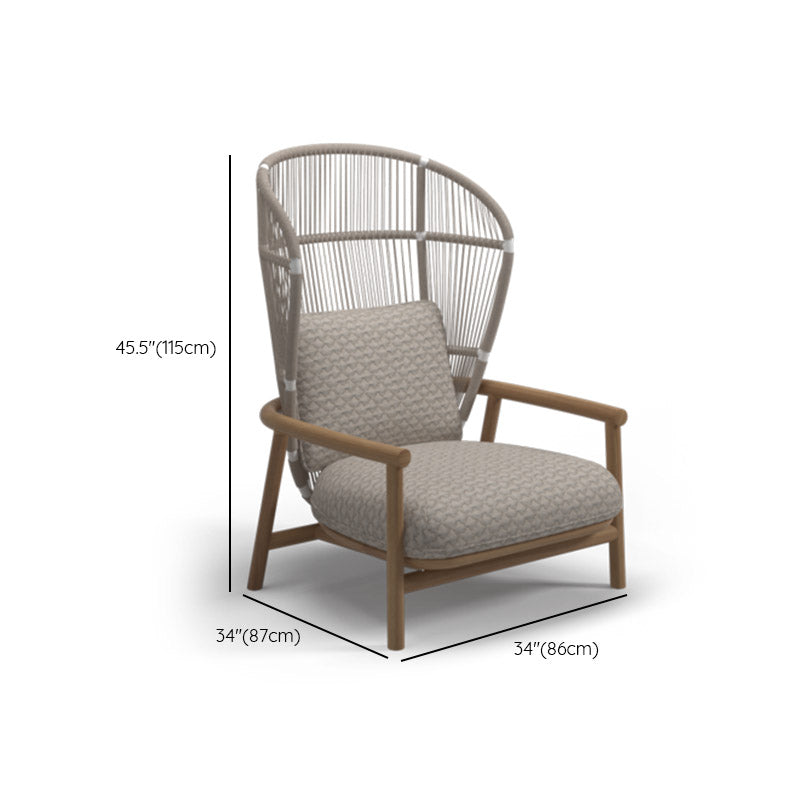 Tropical Solid Wood Frame Patio Loveseat Water Resistant Outdoor Sofa with Cushion