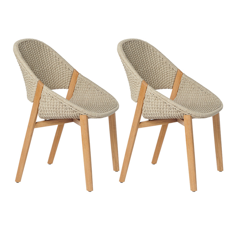 Contemporary Open Back Dining Armchair Solid Wood Outdoors Dining Chairs