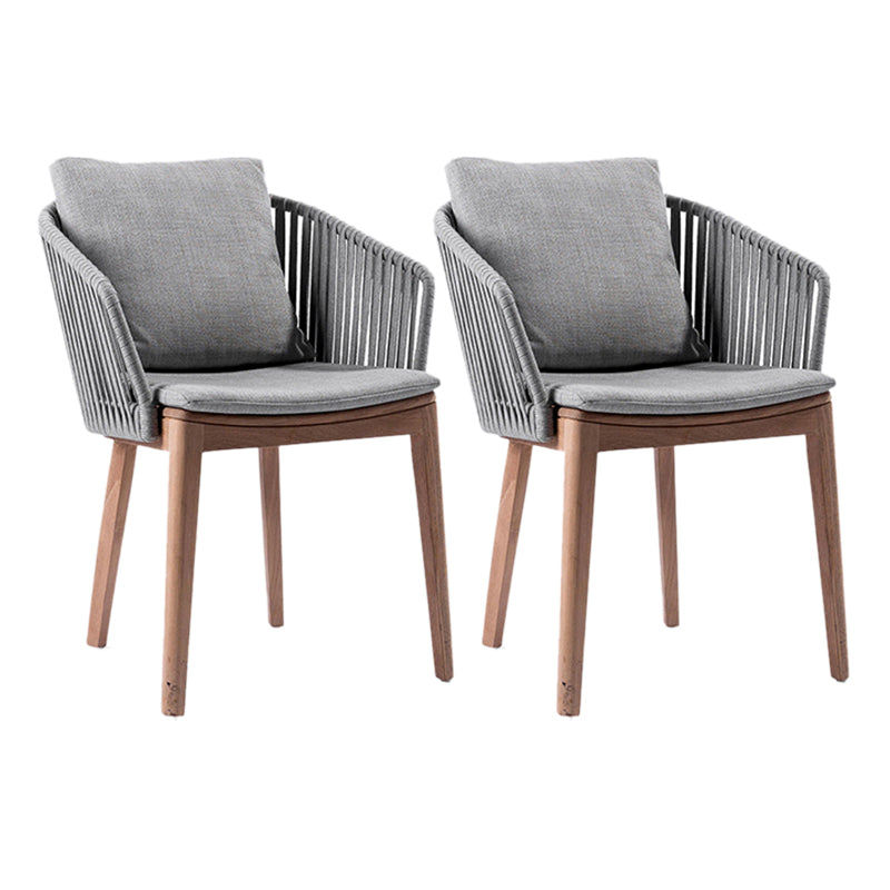 Contemporary Open Back Dining Armchair Solid Wood Outdoors Dining Chairs