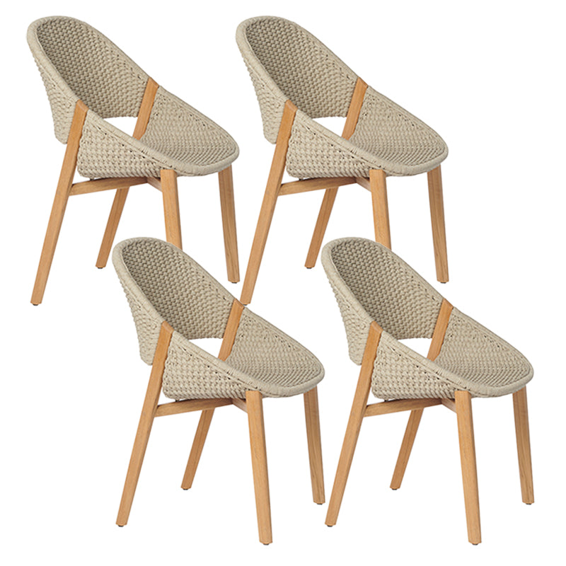 Contemporary Open Back Dining Armchair Solid Wood Outdoors Dining Chairs