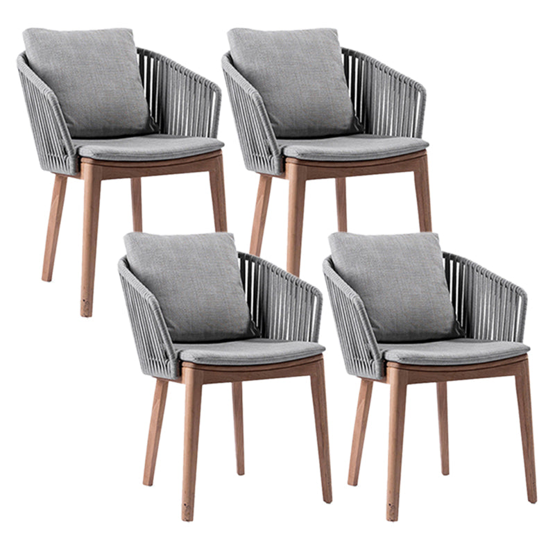 Contemporary Open Back Dining Armchair Solid Wood Outdoors Dining Chairs