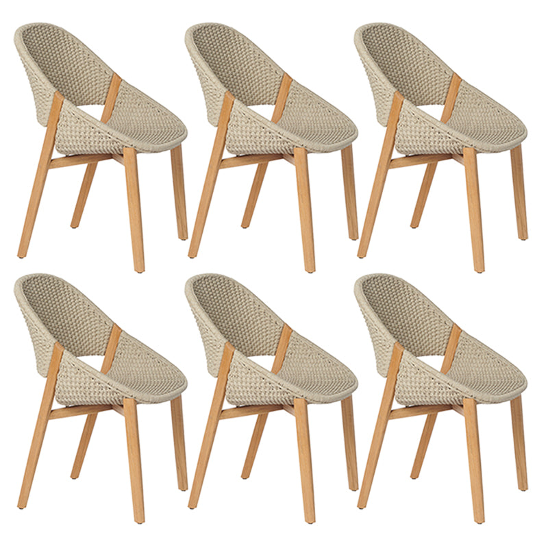 Contemporary Open Back Dining Armchair Solid Wood Outdoors Dining Chairs