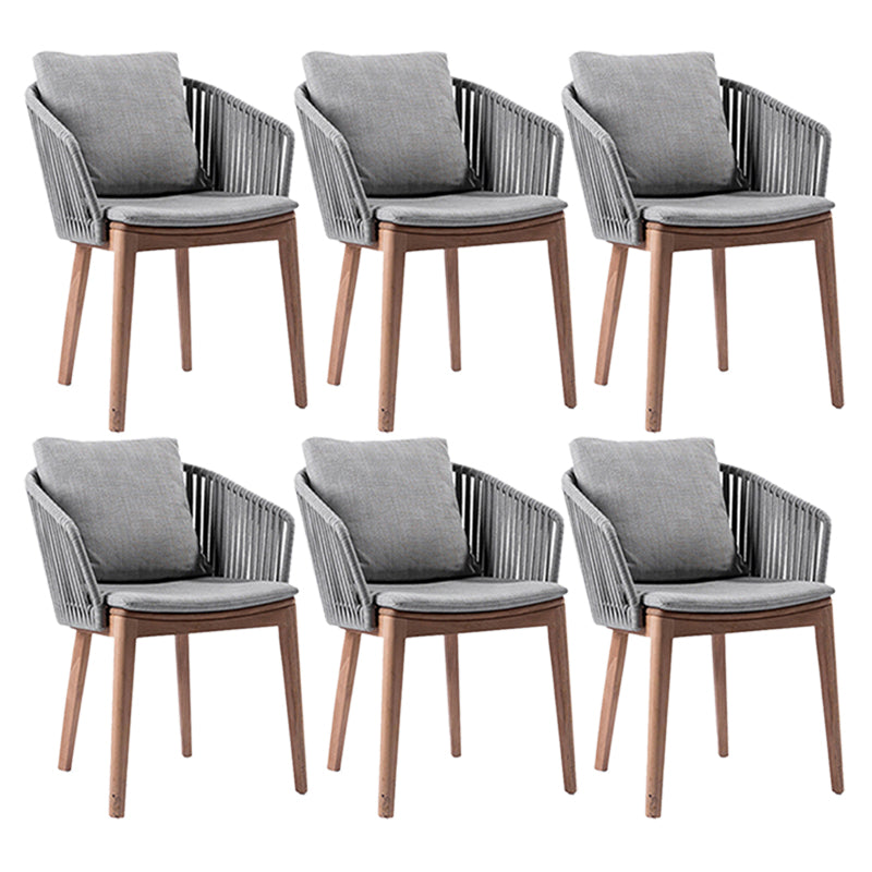 Contemporary Open Back Dining Armchair Solid Wood Outdoors Dining Chairs