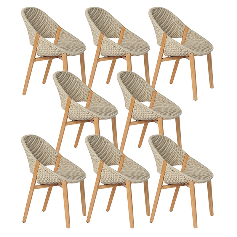 Contemporary Open Back Dining Armchair Solid Wood Outdoors Dining Chairs