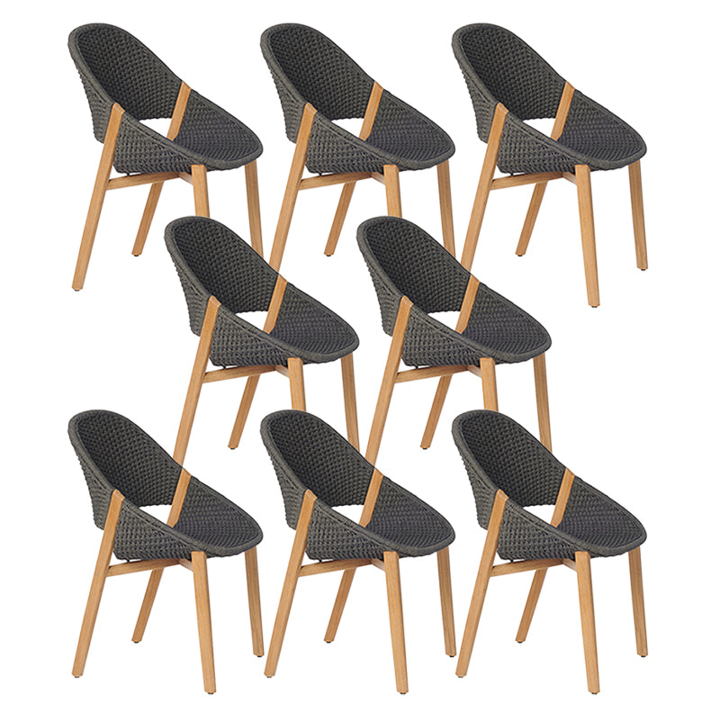 Contemporary Open Back Dining Armchair Solid Wood Outdoors Dining Chairs