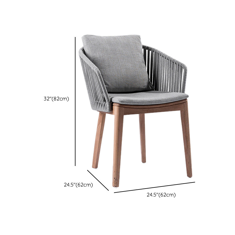 Contemporary Open Back Dining Armchair Solid Wood Outdoors Dining Chairs