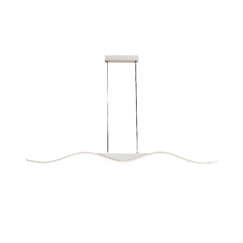 Single White Contemporary Kitchen Island Lighting LED Metallic Ceiling Light
