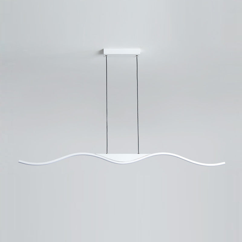 Single White Contemporary Kitchen Island Lighting LED Metallic Ceiling Light