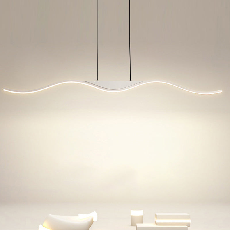 Single White Contemporary Kitchen Island Lighting LED Metallic Ceiling Light