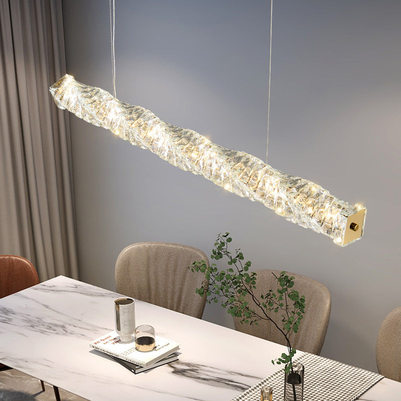 Single Modernism Chrome/Golden Ceiling Light LED Crystal Kitchen Island Lighting for Foyer