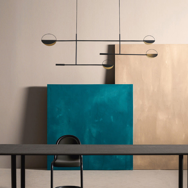 4-Light Golden/Black Island Lighting Modern Unique LED Ceiling Light for Dining Room
