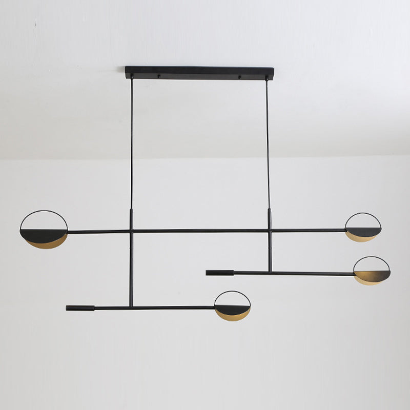 4-Light Golden/Black Island Lighting Modern Unique LED Ceiling Light for Dining Room