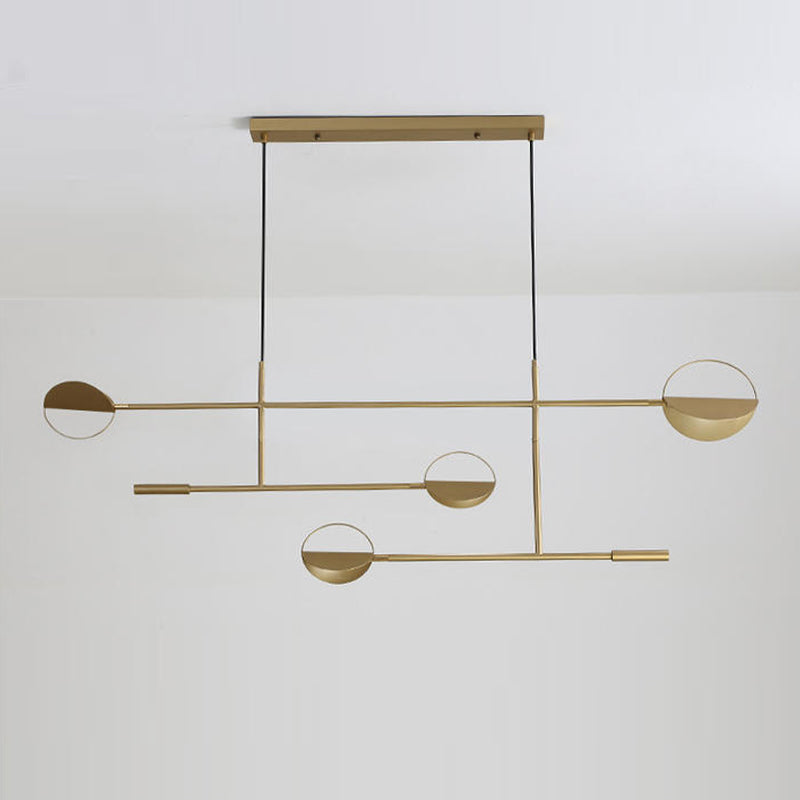 4-Light Golden/Black Island Lighting Modern Unique LED Ceiling Light for Dining Room