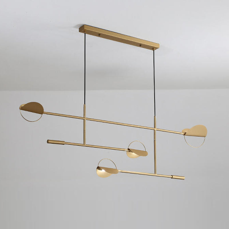 4-Light Golden/Black Island Lighting Modern Unique LED Ceiling Light for Dining Room