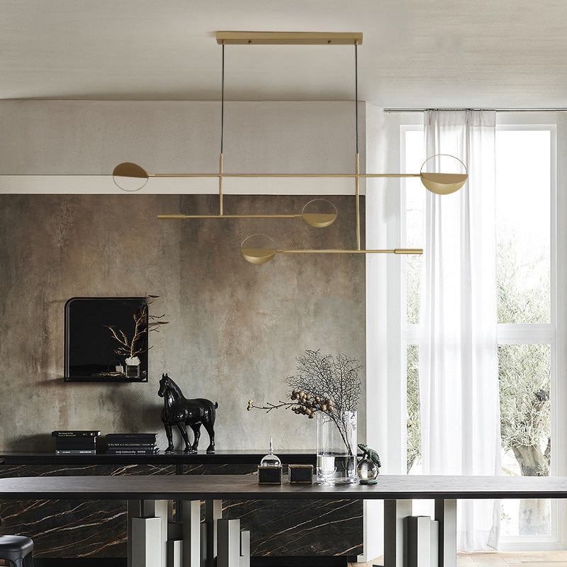 4-Light Golden/Black Island Lighting Modern Unique LED Ceiling Light for Dining Room
