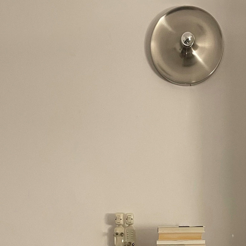 Metal Round Wall Sconce Single Light Contemporary Wall Light in Chrome / White / Orange