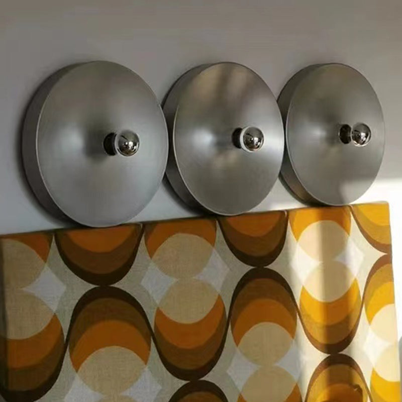Metal Round Wall Sconce Single Light Contemporary Wall Light in Chrome / White / Orange