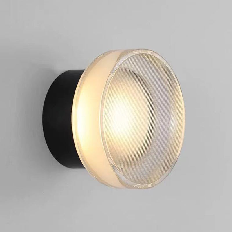 Round LED Wall Sconce in Black / Gold Aluminum and Acrylic Wall Lamp