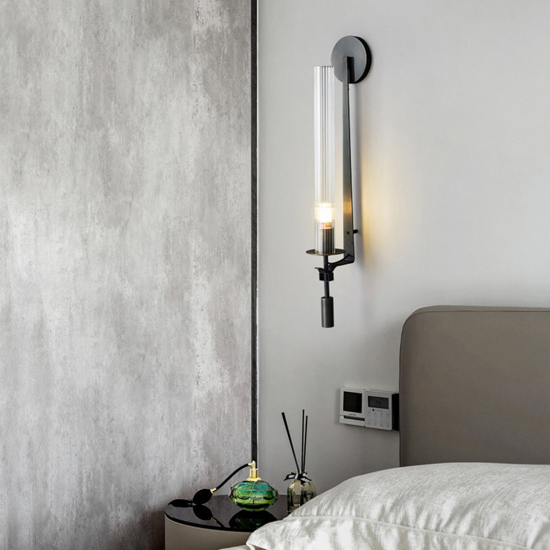 Geometric Wall Lighting Simplicity Metal 1 Light Rustic Wall Sconces in Black