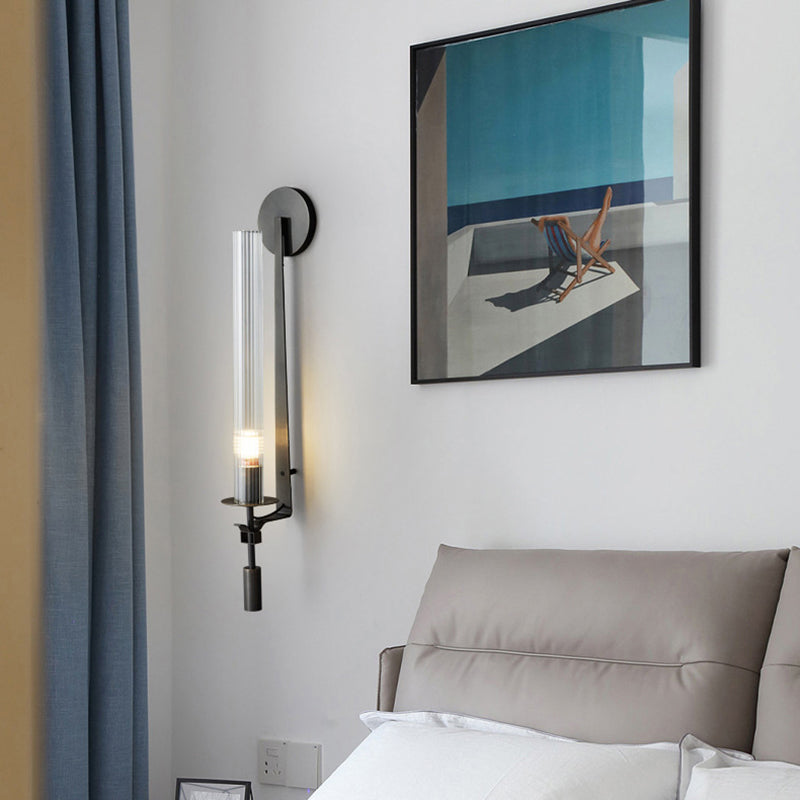 Geometric Wall Lighting Simplicity Metal 1 Light Rustic Wall Sconces in Black