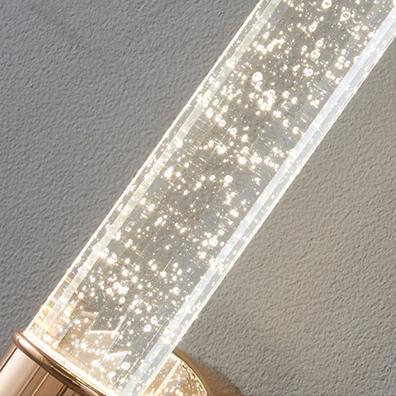 Modern Metal Wall Sconce Cylinder Shape Wall Light with Crystal Shade for Dining Room