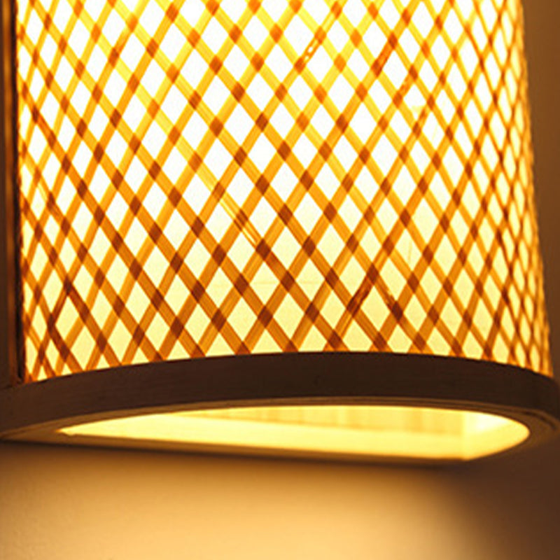 1 Light Geometric Flush Mount Wall Sconce Contemporary Rattan Wall Light Sconces