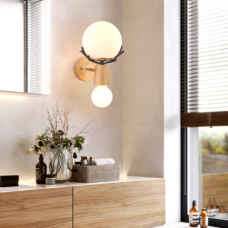 Nordic Style Vanity Light Antler Shape Vanity Lamp with Glass Shade for Shower Room