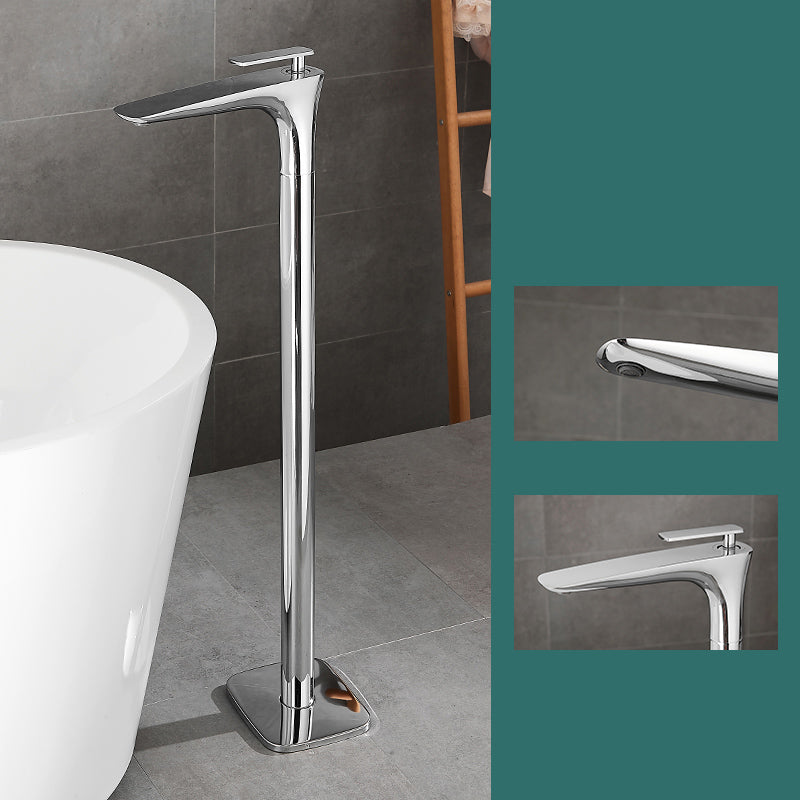 Floor Mount Bathroom Faucet Solid Color Low Arc Freestanding Tub Faucet