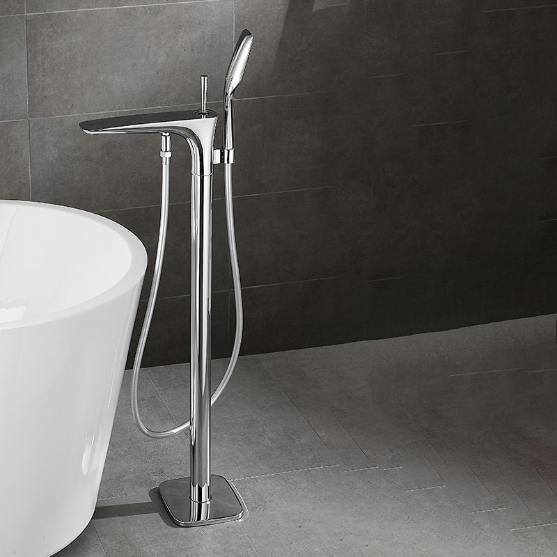 Floor Mount Bathroom Faucet Solid Color Low Arc Freestanding Tub Faucet