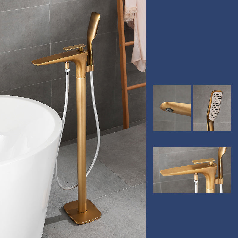 Floor Mount Bathroom Faucet Solid Color Low Arc Freestanding Tub Faucet