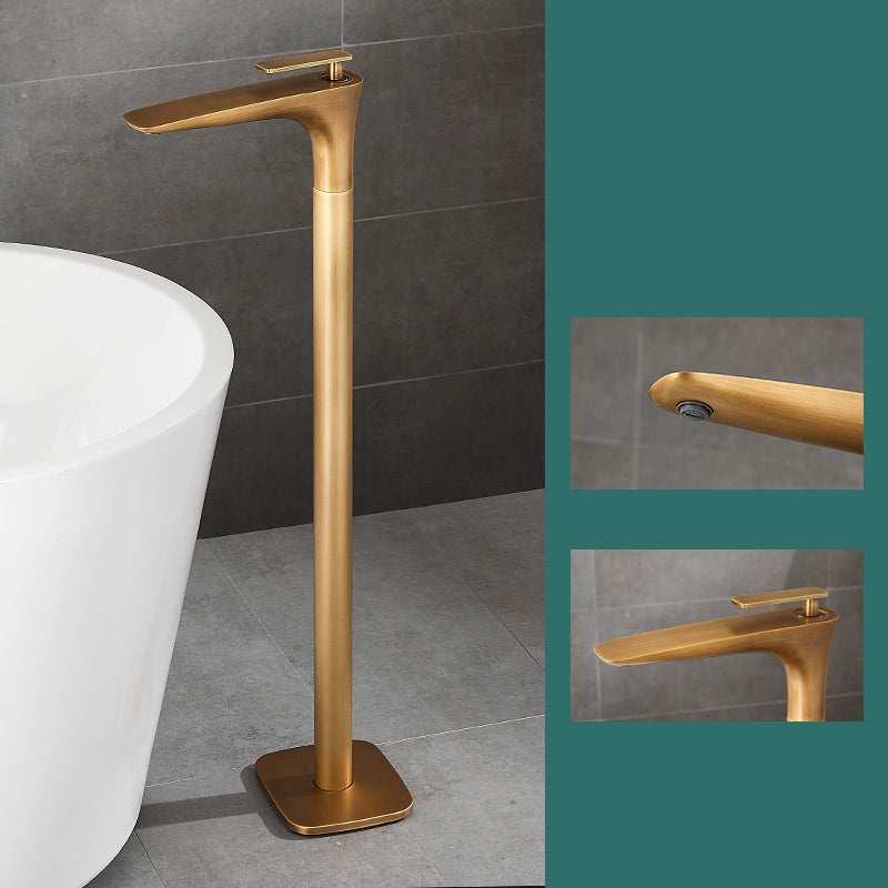 Floor Mount Bathroom Faucet Solid Color Low Arc Freestanding Tub Faucet