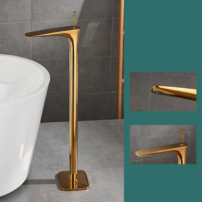 Floor Mount Bathroom Faucet Solid Color Low Arc Freestanding Tub Faucet