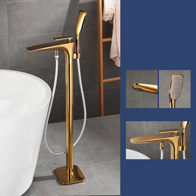 Floor Mount Bathroom Faucet Solid Color Low Arc Freestanding Tub Faucet